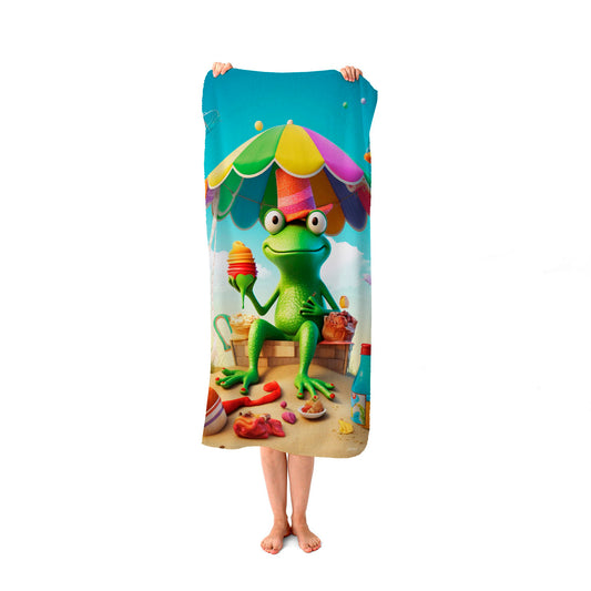 Frog On A Beach Holiday Beach Towel