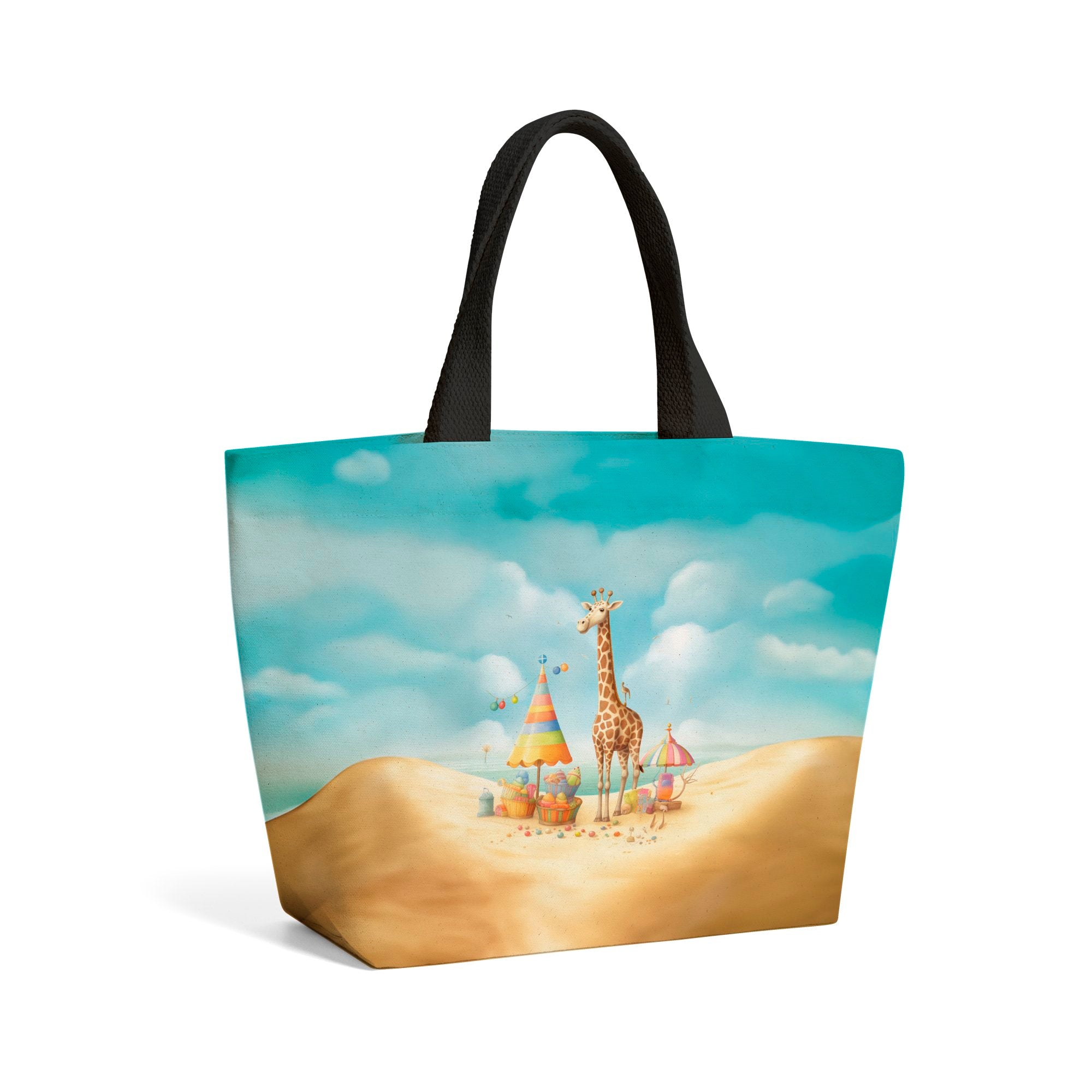 Giraffe On A Beach Holiday Beach Shopper Tote Bag Warren Reed Designer