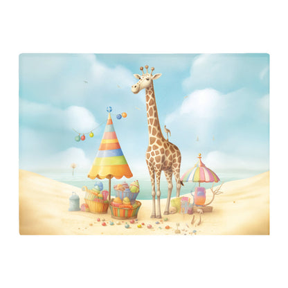 Giraffe On A Beach Holiday Glass Chopping Board