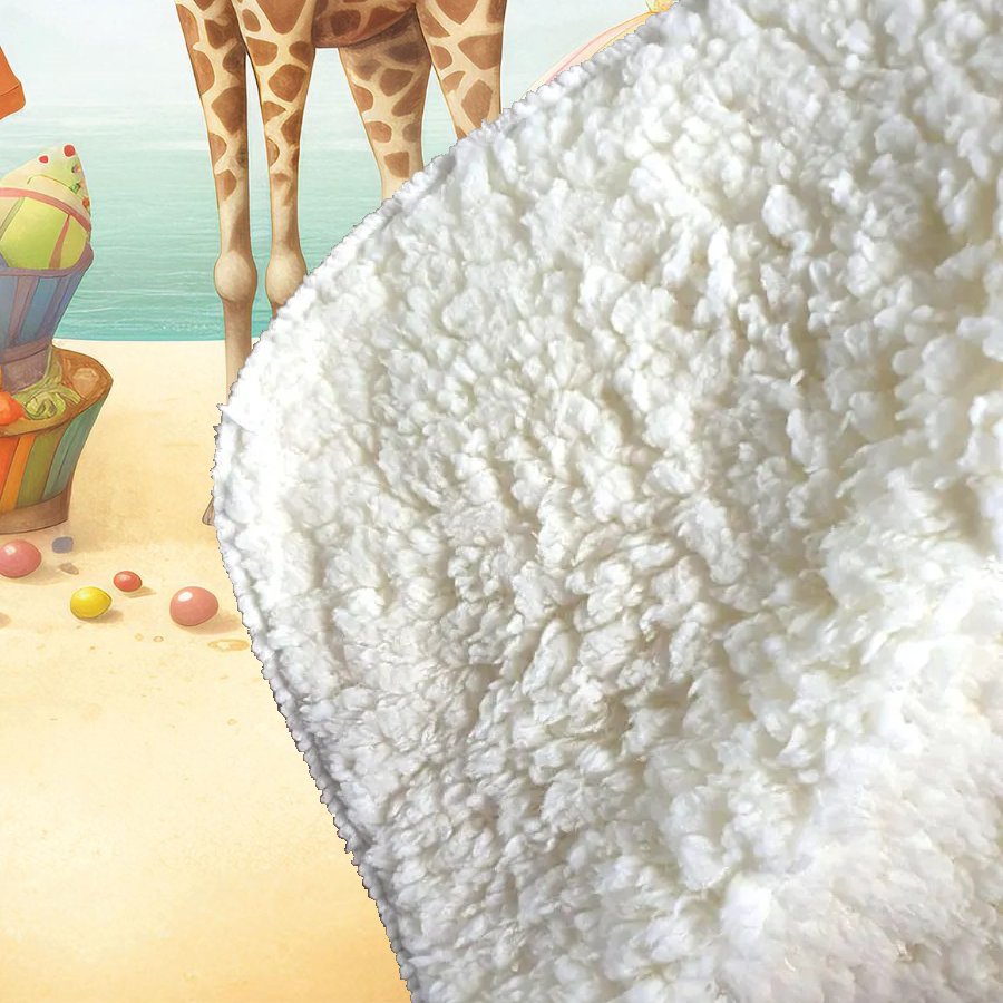 Giraffe On A Beach Holiday Sherpa Blanket