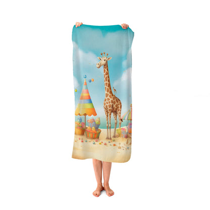 Giraffe On A Beach Holiday Beach Towel