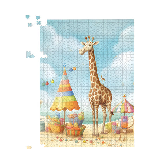 Giraffe On A Beach Holiday Jigsaw Puzzle