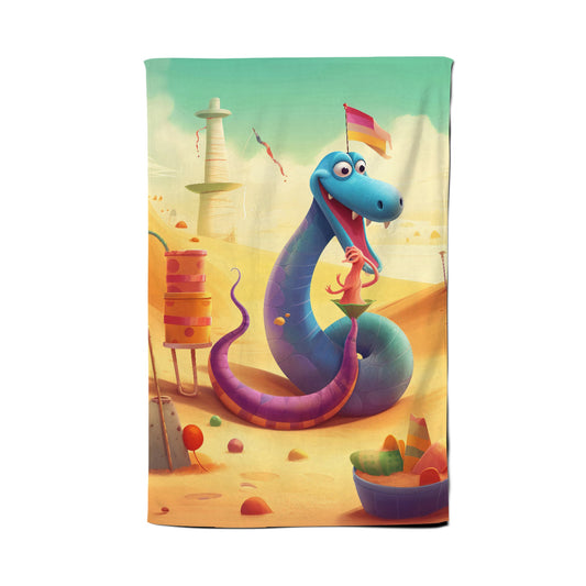 Snake On A Beach Holiday Tea Towel
