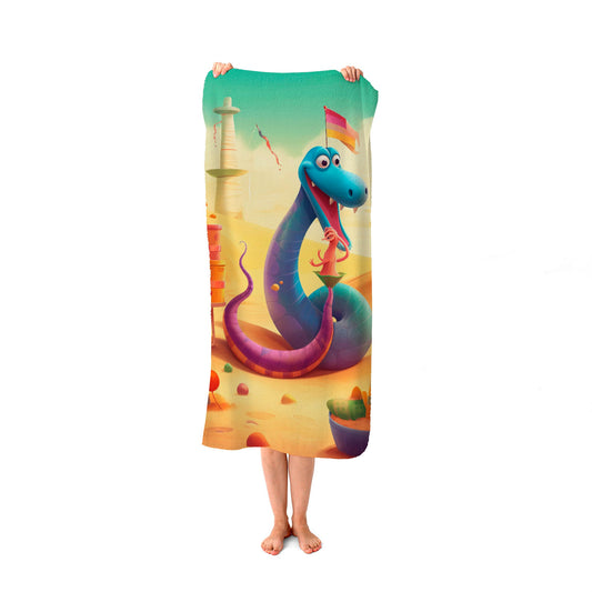 Snake On A Beach Holiday Beach Towel