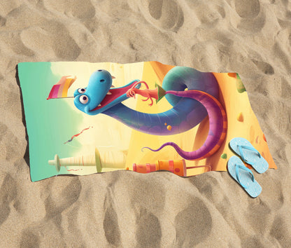 Snake On A Beach Holiday Beach Towel