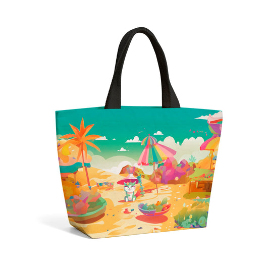 Kitten On A Beach Holiday Beach Shopper Tote Bag