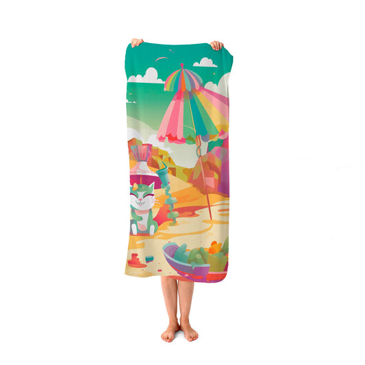 Kitten On A Beach Holiday Beach Towel
