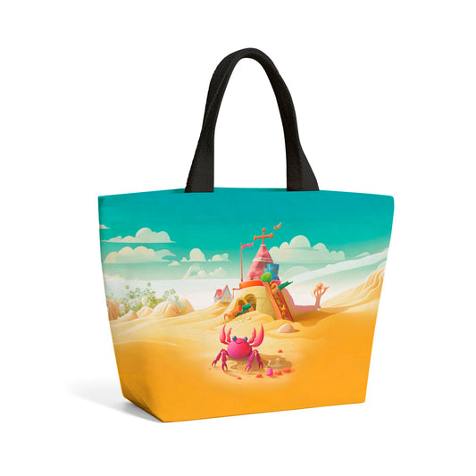 Pink Crab On A Beach Holiday Beach Shopper Tote Bag