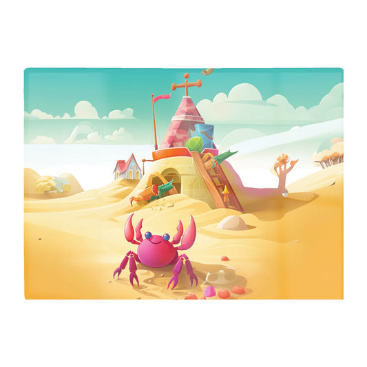 Pink Crab On A Beach Holiday Glass Chopping Board