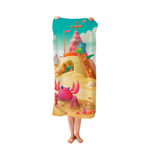 Pink Crab On A Beach Holiday Beach Towel