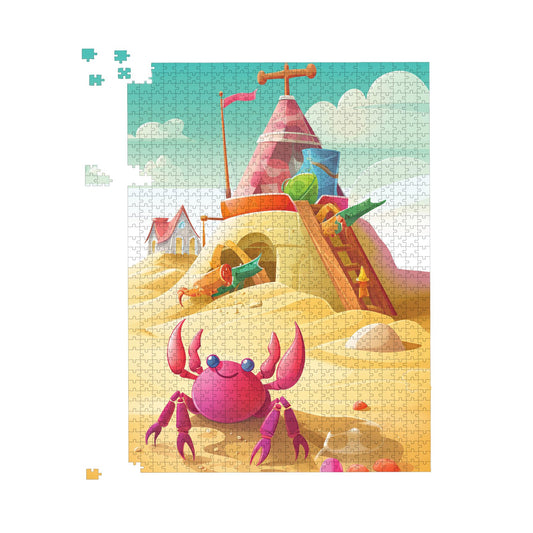 Pink Crab On A Beach Holiday Jigsaw Puzzle