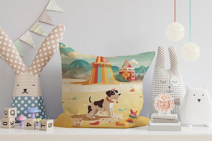 Doggy On A Beach Holiday Cushions