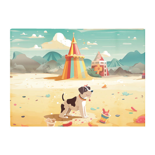 Doggy On A Beach Holiday Glass Chopping Board