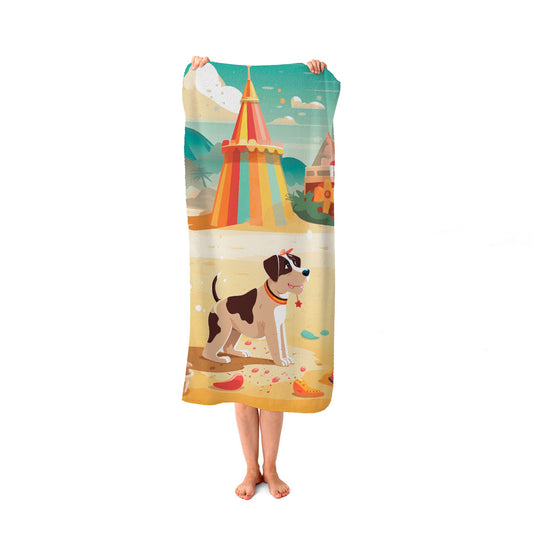 Doggy On A Beach Holiday Beach Towel