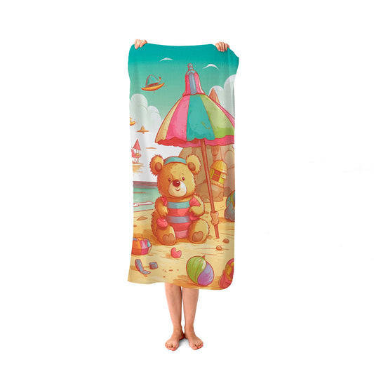 Teddy Bead On A Beach Holiday Beach Towel