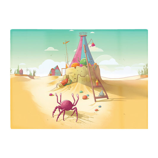 Crab On A Beach Holiday Glass Chopping Board