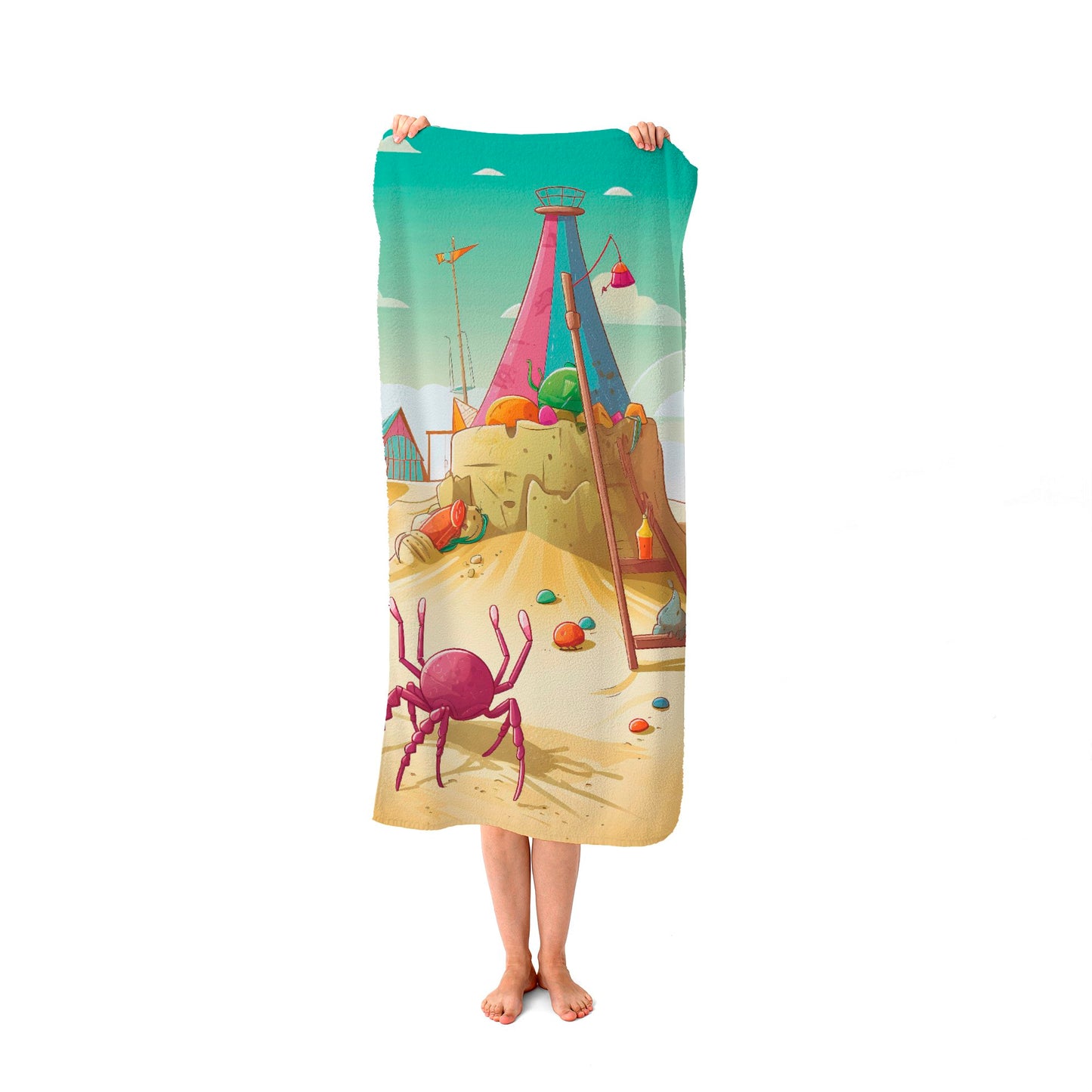 Crab On A Beach Holiday Beach Towel