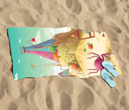 Crab On A Beach Holiday Beach Towel