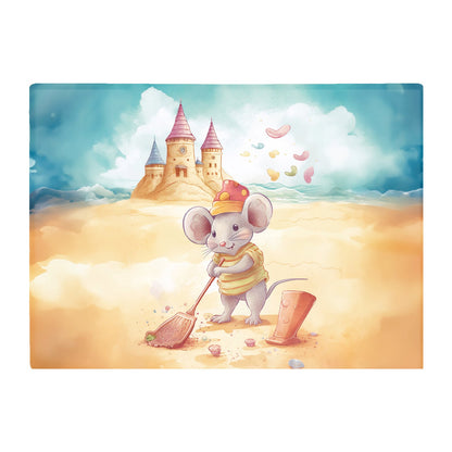 Mouse On A Beach Holiday Glass Chopping Board
