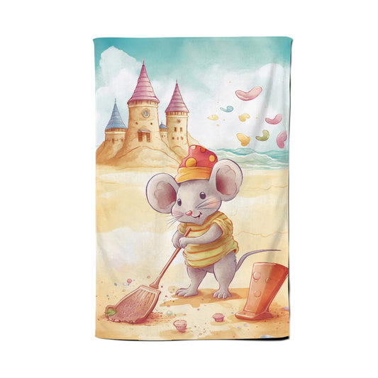 Mouse On A Beach Holiday Tea Towel