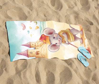 Mouse On A Beach Holiday Beach Towel