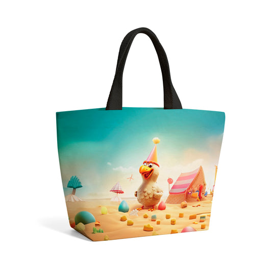 Funky Chicken On A Beach Holiday Beach Shopper Tote Bag