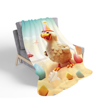 Funky Chicken On A Beach Holiday Sherpa Blanket