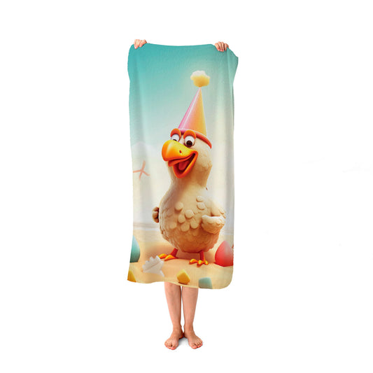 Funky Chicken On A Beach Holiday Beach Towel