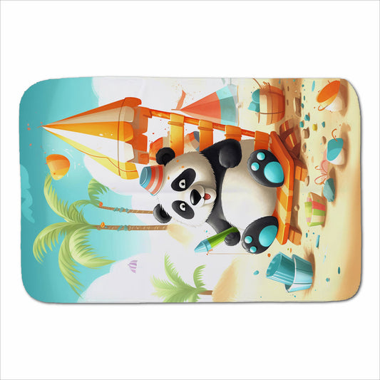 Panda On A Beach Holiday Sherpa Blanket