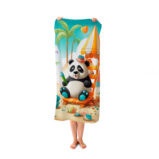 Panda On A Beach Holiday Beach Towel