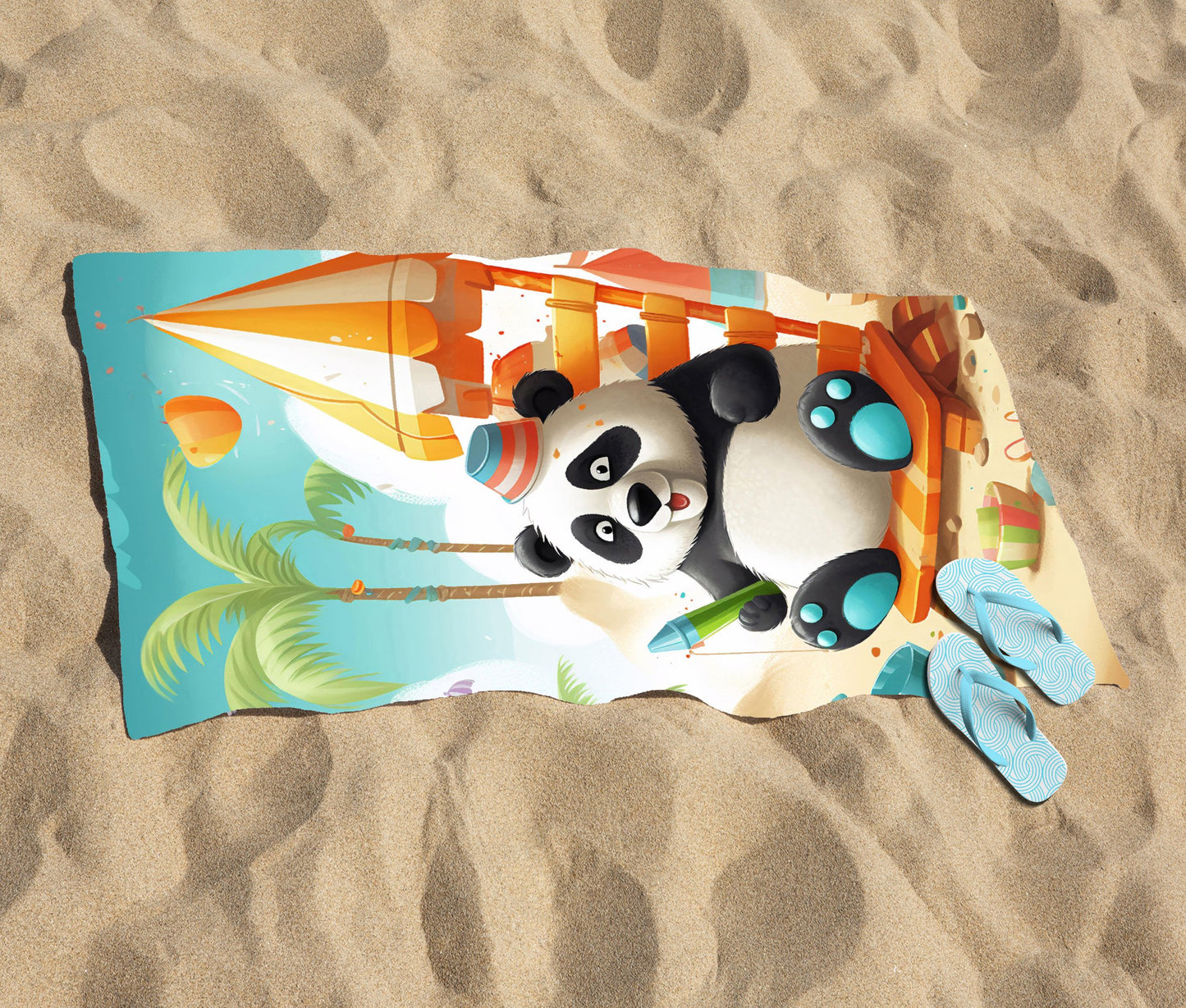 Panda On A Beach Holiday Beach Towel