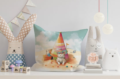 Cat On A Beach Holiday Cushions