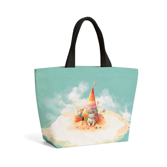 Cat On A Beach Holiday Beach Shopper Tote Bag