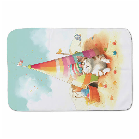 Cat On A Beach Holiday Sherpa Blanket