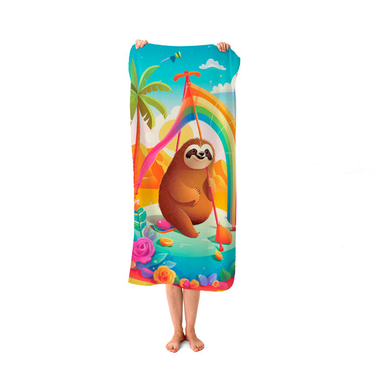 Sloth On A Beach Holiday Beach Towel