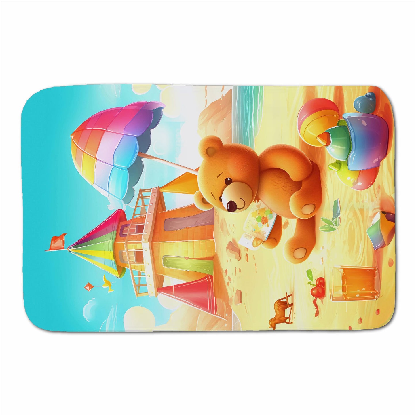 Bear On A Beach Holiday Sherpa Blanket