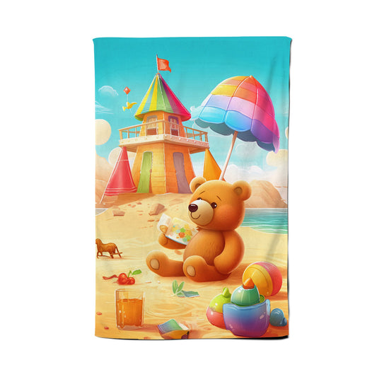 Bear On A Beach Holiday Tea Towel
