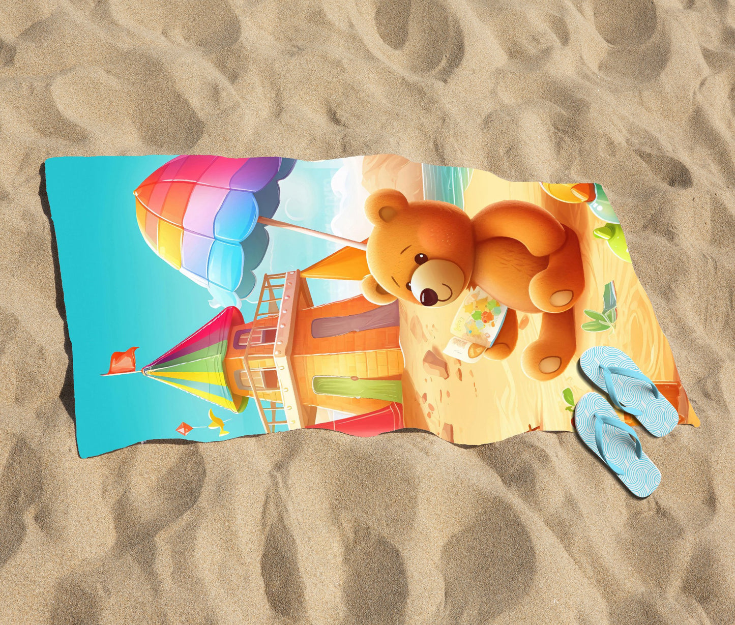 Bear On A Beach Holiday Beach Towel