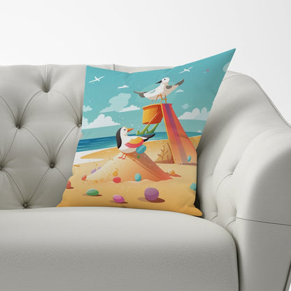 Seagulls On A Beach Holiday Cushions