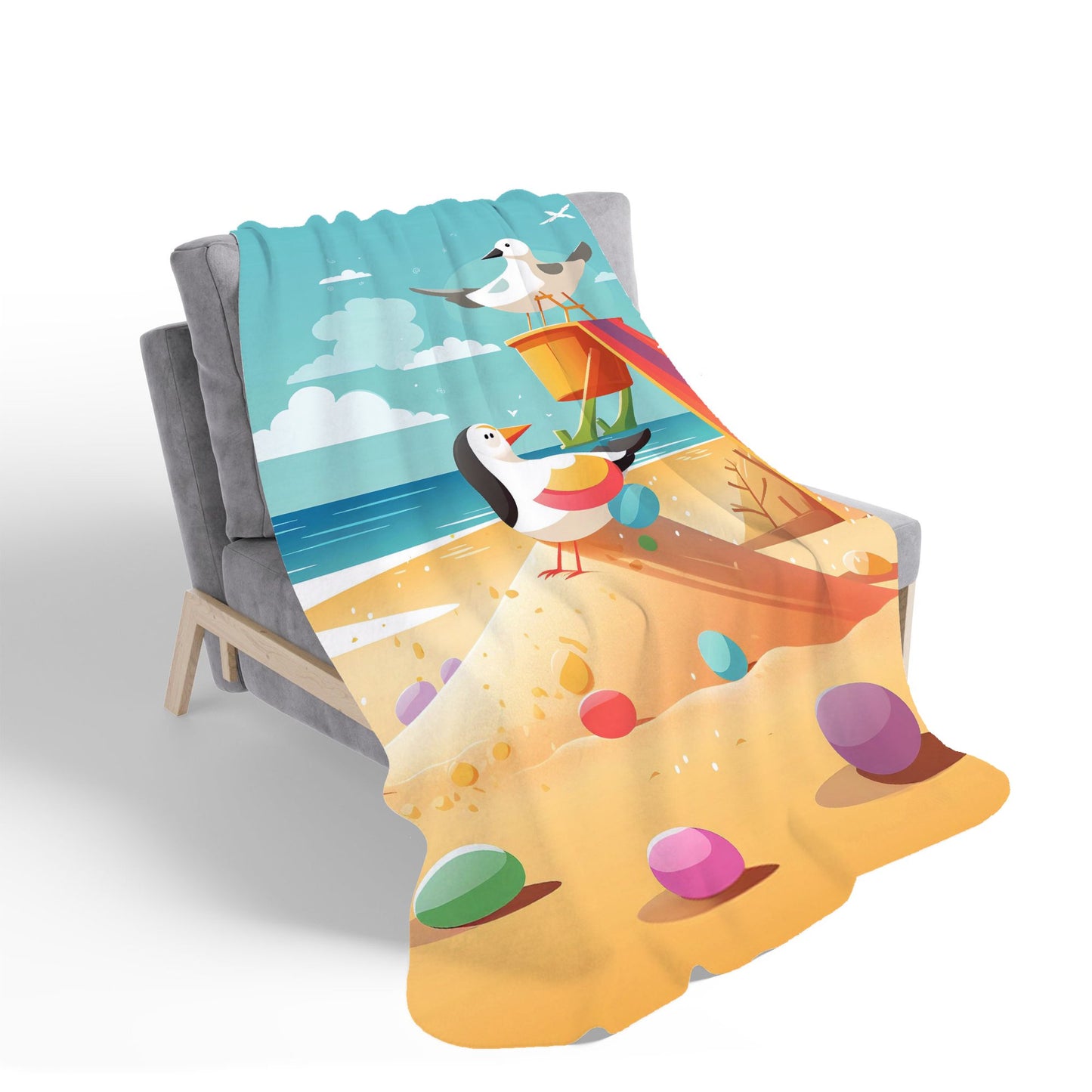 Seagulls On A Beach Holiday Sherpa Blanket