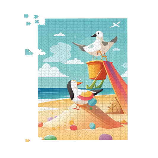 Seagulls On A Beach Holiday Jigsaw Puzzle