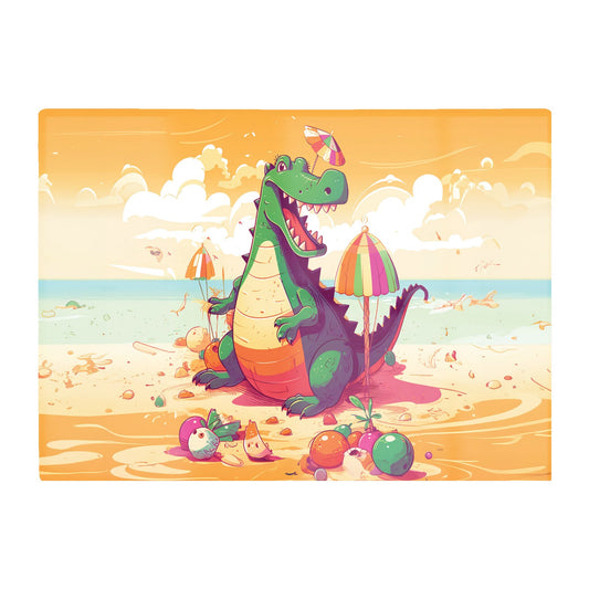 Crocodile On A Beach Holiday Glass Chopping Board