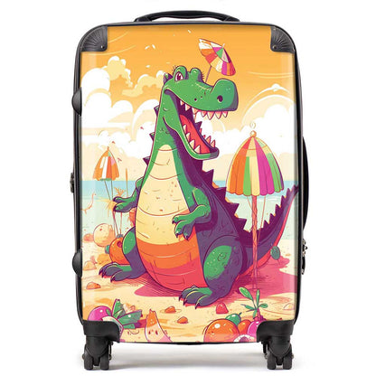 Crocodile On A Beach Holiday Suitcase