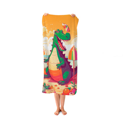 Crocodile On A Beach Holiday Beach Towel