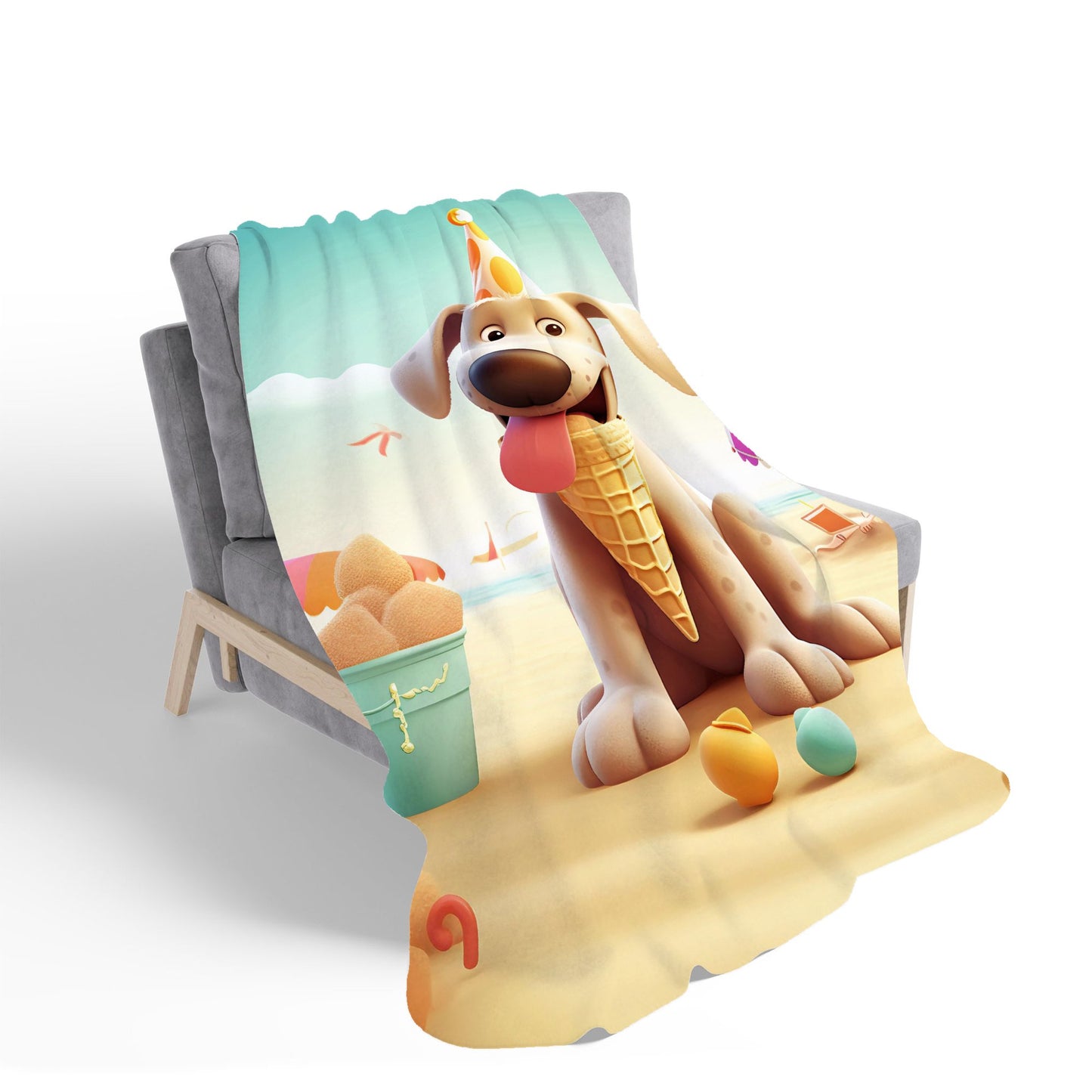 Dog On A Beach Holiday Sherpa Blanket