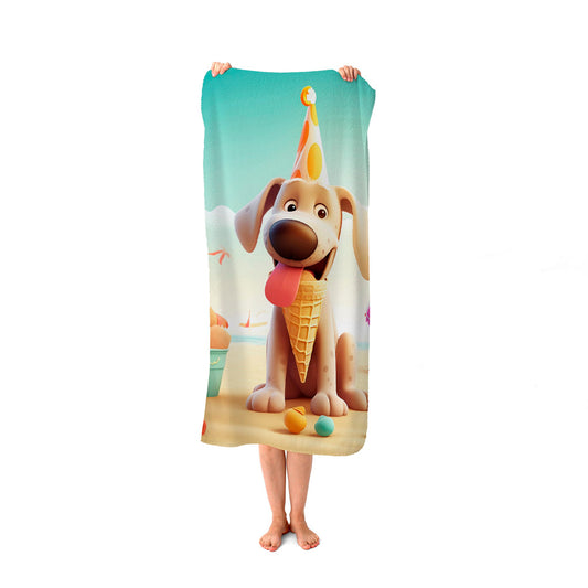 Dog On A Beach Holiday Beach Towel