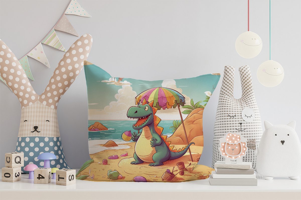 Dragon On A Beach Holiday Cushions