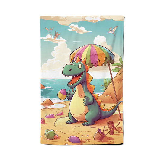 Dragon On A Beach Holiday Tea Towel