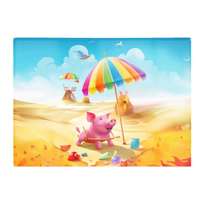 Pig On A Beach Holiday Glass Chopping Board