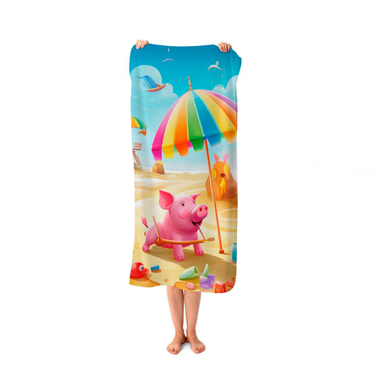 Pig On A Beach Holiday Beach Towel